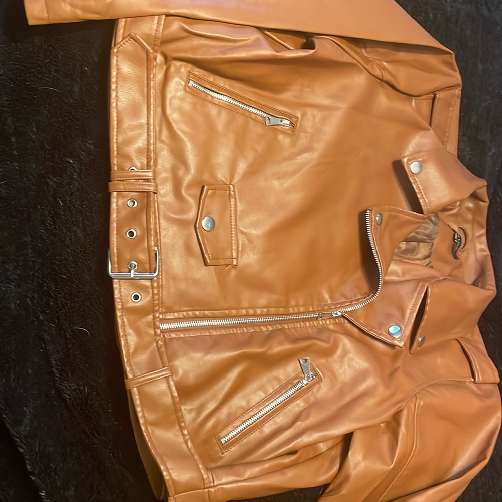 Biker style pleather jacket